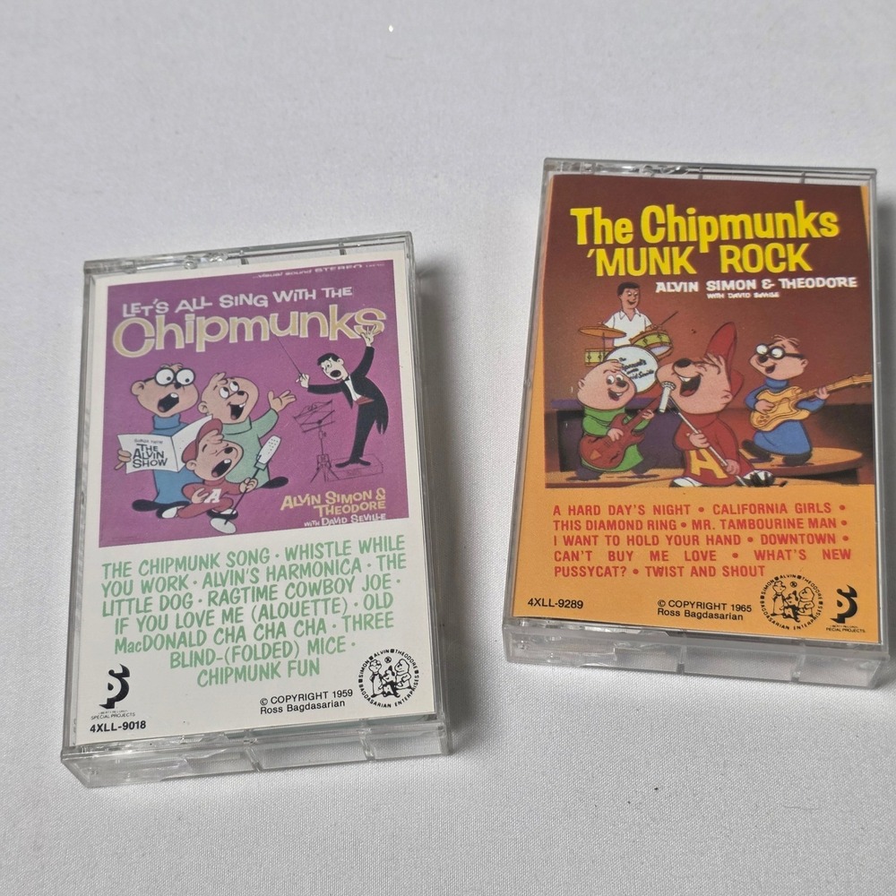 The Chipmunks Cassette Tape Lot Unisex OS Multi Let's All Sing Munk Rock Vintage